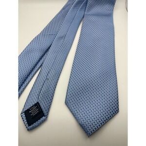 CM Gold Series Mens Light Blue Geometric Micro Check Polyester Necktie Business